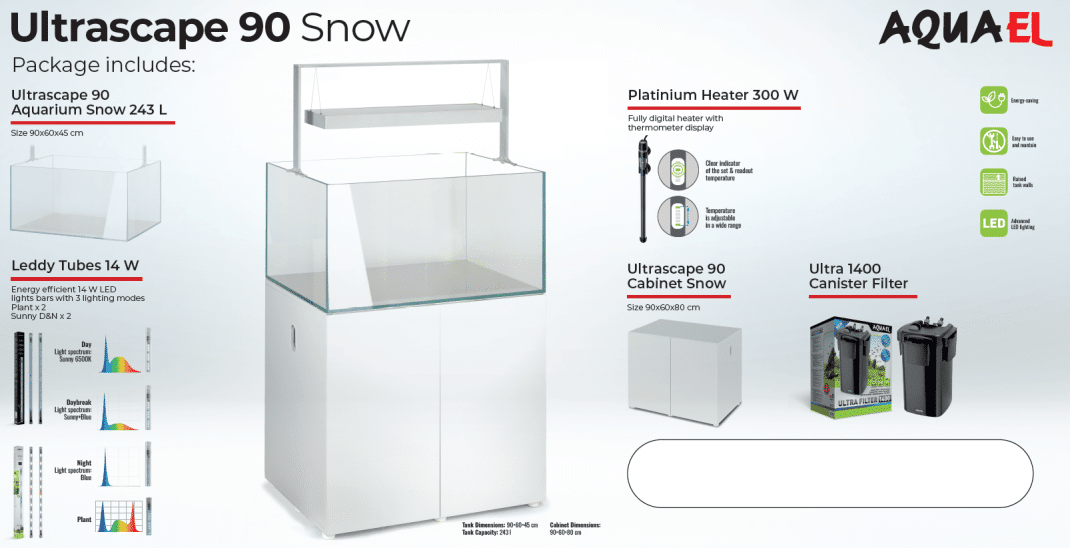 Aquael Ultrascape 90 Snow Package