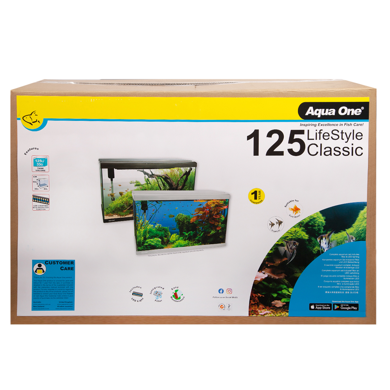 Lifestyle Classic 125 Complete Glass Aquarium 80cm 125l Satin Black