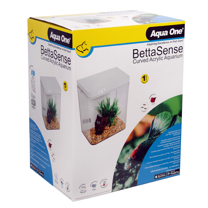 Bettasense 9.7l Curved Acrylic Aquarium 24.5×17.5×30.6cm White