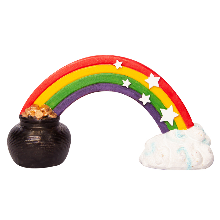 Ornament Rainbow With Pot Of Gold Medium 12wx4dx6.5cmh