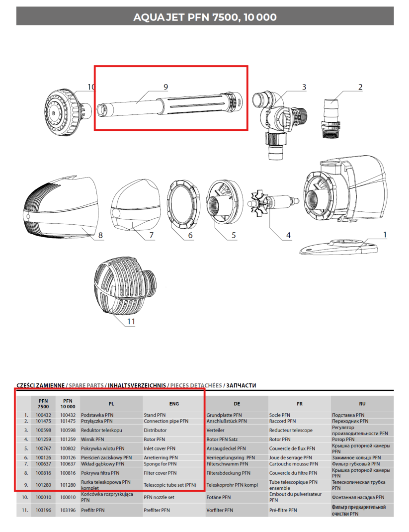 Aquael Aquajet Pfn 5500, 7500, 10000, Eco Telescopic Tube Set